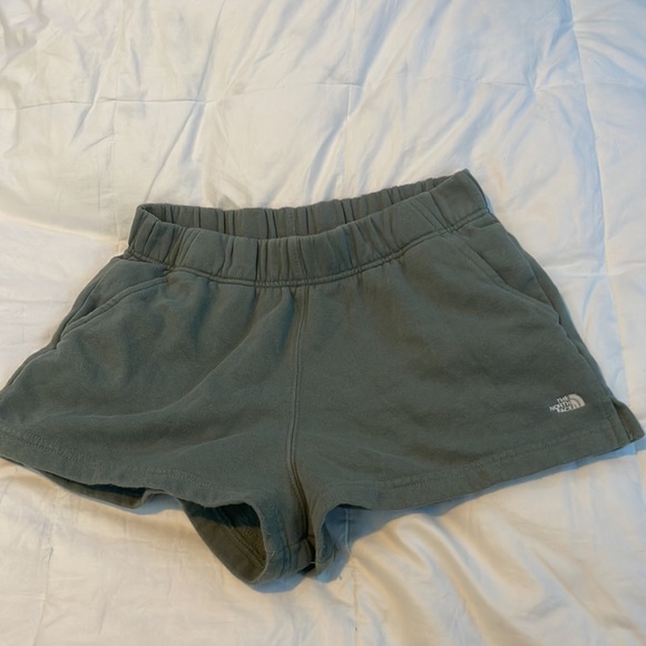 North Face comfy lounge shorts. Dark sage green and light salmon pink. Medium - Picture 2 of 4